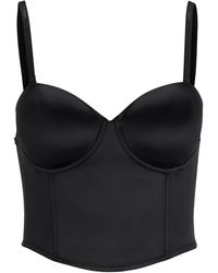 BOSS - Satin Bustier With Detachable Branded Straps And Logo Rivet - Lyst