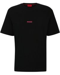 HUGO - T-shirt Van Katoenen Jersey Met Bedrukt Artwork Op De Rug - Lyst