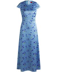HUGO - Maxi-Jurk Met Kapmouwen En Bloemenprint - Lyst