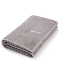 BOSS - Cotton Bath Towel With White Logo Embroidery - Lyst