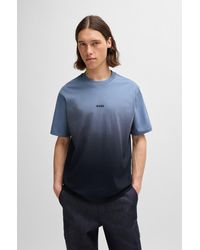 BOSS - Cotton-jersey T-shirt With Dip-dye Finish - Lyst