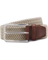 BOSS - Woven Belt With Leather Facings - Lyst