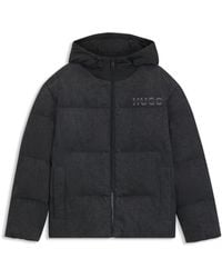 HUGO - Relaxed-Fit Gewatteerd Jack Van Denim Met Logo's - Lyst