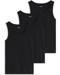 BOSS - Three-Pack Cotton Vests - Lyst