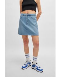 HUGO - Blue Mini Skirt In Rigid Denim - Lyst