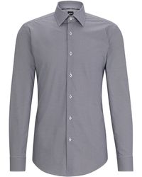 BOSS - Slim-fit Overhemd Van Stretchkatoen Met Print - Lyst