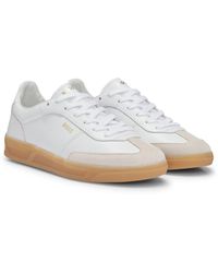 BOSS - Leather Lace-Up Trainers With Suede Trims - Lyst