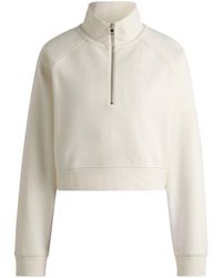 HUGO - Cropped-Sweatshirt Aus Baumwoll-Terry Mit Logo-Stickerei - Lyst