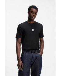 HUGO - Cotton-Jersey T-Shirt With Embroidered Logo Artwork - Lyst