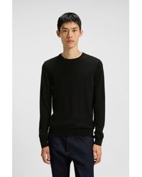 HUGO - Merino-Wool Sweater With Embroidered Logo - Lyst