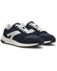 HUGO - Suede-Trim Trainers With Logo Details - Lyst