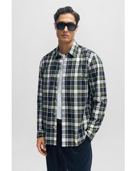 BOSS - Regular-fit Shirt In Checked Stretch Cotton - Lyst