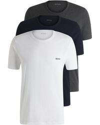 BOSS - Lot de trois t-shirts en coton à logo brodé - Lyst