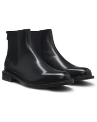 HUGO - Chelsea Boots Aus Leder Mit Elastischen Einsätzen - Lyst