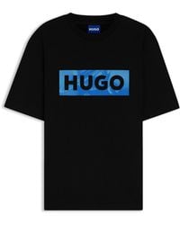 HUGO - T-Shirt Van Katoenen Jersey Met Logo-Artwork - Lyst