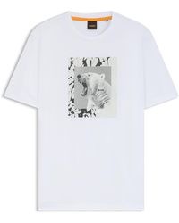 BOSS - T-Shirt Aus Baumwoll-Jersey Mit Tier-Artwork - Lyst