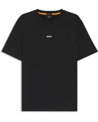 BOSS - T-Shirt Van Stretchkatoen Met Logoprint - Lyst