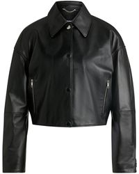 BOSS - Lederjacke Mit Verdeckten Druckknöpfen - Lyst