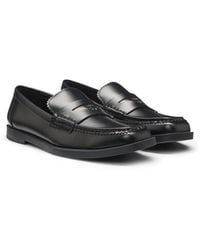 HUGO - Stacked-Logo Loafers - Lyst