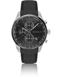 BOSS - Dial Chronograph Watch With Leather Strap - Lyst