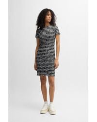 HUGO - Stretch-Mesh Bodycon Dress With Digital Print - Lyst