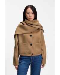 BOSS - Cropped Oversized-Fit Jacket With Detachable Scarf - Lyst