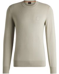 BOSS - Regular-Fit Trui Van Katoen En Kasjmier Met Logopatch - Lyst