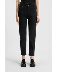 HUGO - Mom-fit Jeans In Black Rinse-wash Denim - Lyst