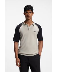 BOSS - Active Colour-Blocked Knit Polo - Lyst