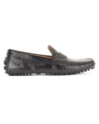 BOSS by HUGO BOSS Penny-trim Moccasins In Leather With Camouflage Print - Black