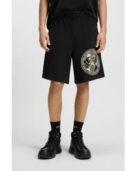 HUGO - Cotton-Terry Shorts With Boxing Artwork - Lyst