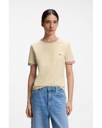 BOSS - Slim-Fit Cotton T-Shirt With Contrast Rib Details - Lyst