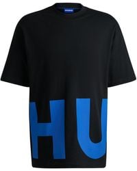 HUGO - T-shirt Van Katoenen Jersey Met Doorlopend Logo - Lyst