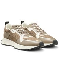 BOSS - Mixed-Material Trainers With Mesh Details And Branding - Lyst