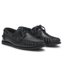 HUGO - Leather Boat Shoes With Lacing Detail - Lyst