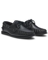 HUGO - Leather Boat Shoes With Lacing Detail - Lyst
