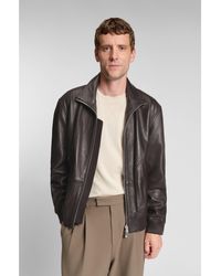 BOSS - Nappa-Leather Jacket With Two-Way Zip - Lyst