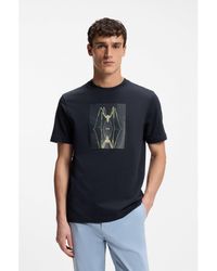 BOSS - Cotton-Jersey T-Shirt With Printed Artwork - Lyst