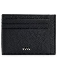 BOSS - Italian-leather Card Holder With Logo Lettering - Lyst