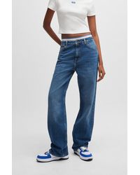 HUGO - Long-length Straight-fit Jeans In Blue Stretch Denim - Lyst