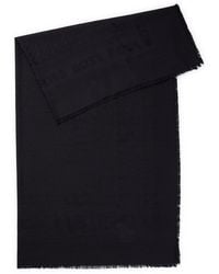 BOSS - Square Scarf In Silk And Wool With Logo Details - Lyst