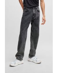 HUGO - Regular-fit Regular-rise Jeans In Grey Denim - Lyst
