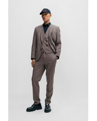 HUGO - Three-piece Slim-fit Suit With Double-breasted Waistcoat - Lyst