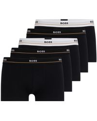 BOSS - Lot de cinq boxers courts en coton stretch avec taille à logo - Lyst