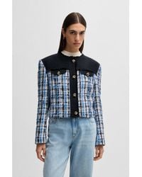 BOSS - Tweed Jacket With Contrast Panels And Knot Buttons - Lyst