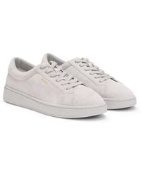 HUGO - Sneakers Aus Veloursleder Mit Goldfarbenem Folien-Logo - Lyst