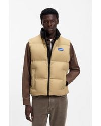 HUGO - Relaxed-Fit Padded Gilet With Logo Badge - Lyst