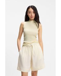 BOSS - Ribbed-Knit Top With Mock Neckline - Lyst
