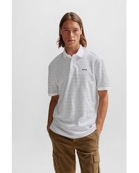 BOSS - Relaxed-fit Cotton-piqu Polo Shirt With Horizontal Stripes - Lyst