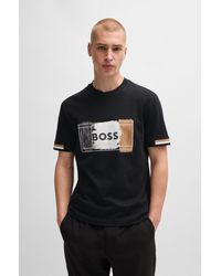 BOSS - Cotton-jersey T-shirt With Signature Artwork - Lyst